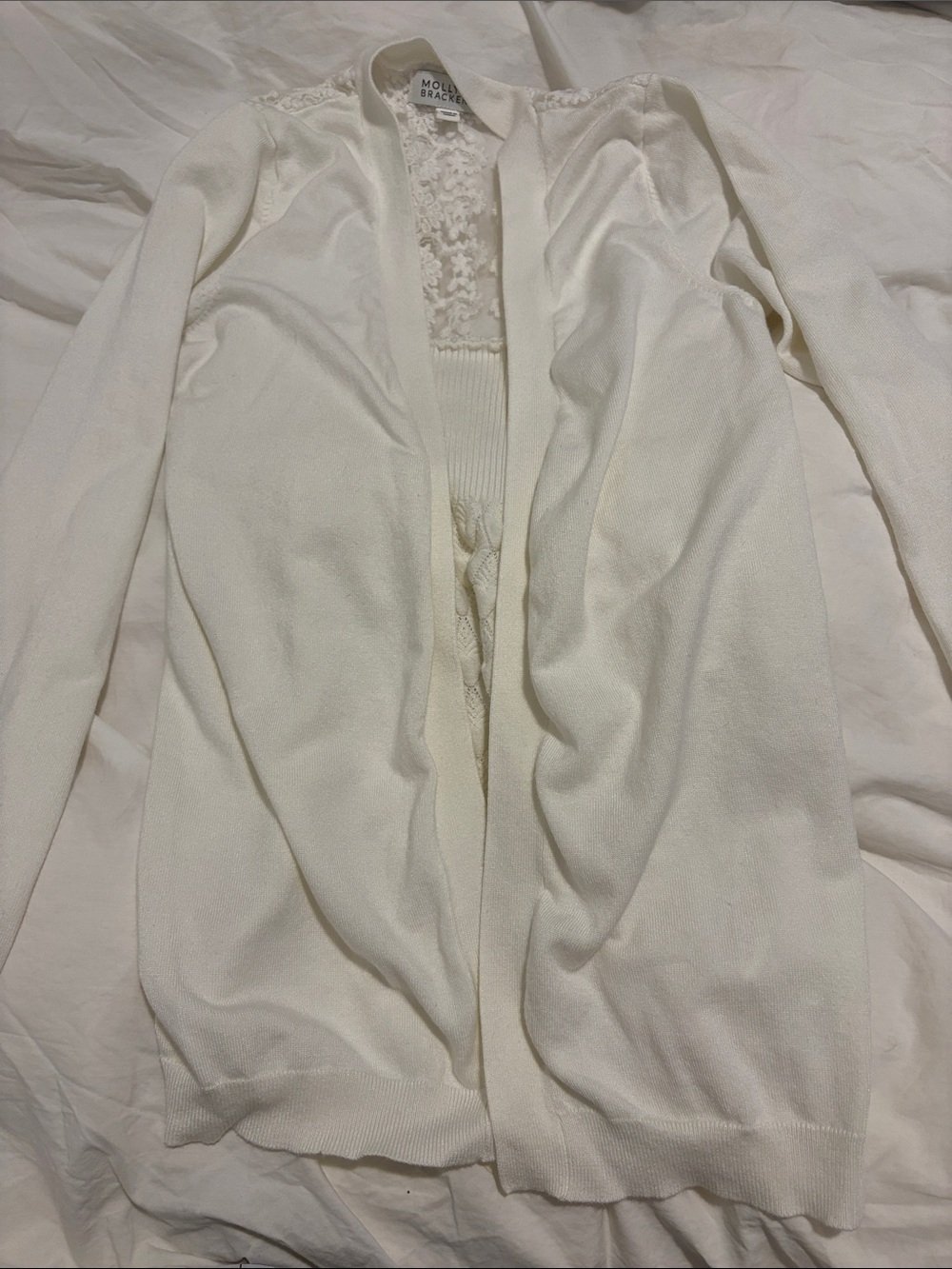 Molly Bracken Off-White Open-Front Cardigan